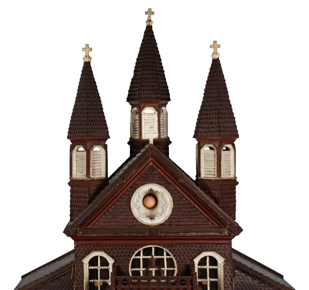 Folk Art / Tramp Art Model Church  - Took 30 Years to Build For Sale 2