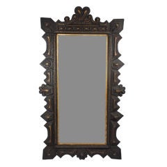 Antique Robust Fancy Tramp Art Hall Mirror w Hearts & Floral Decoration