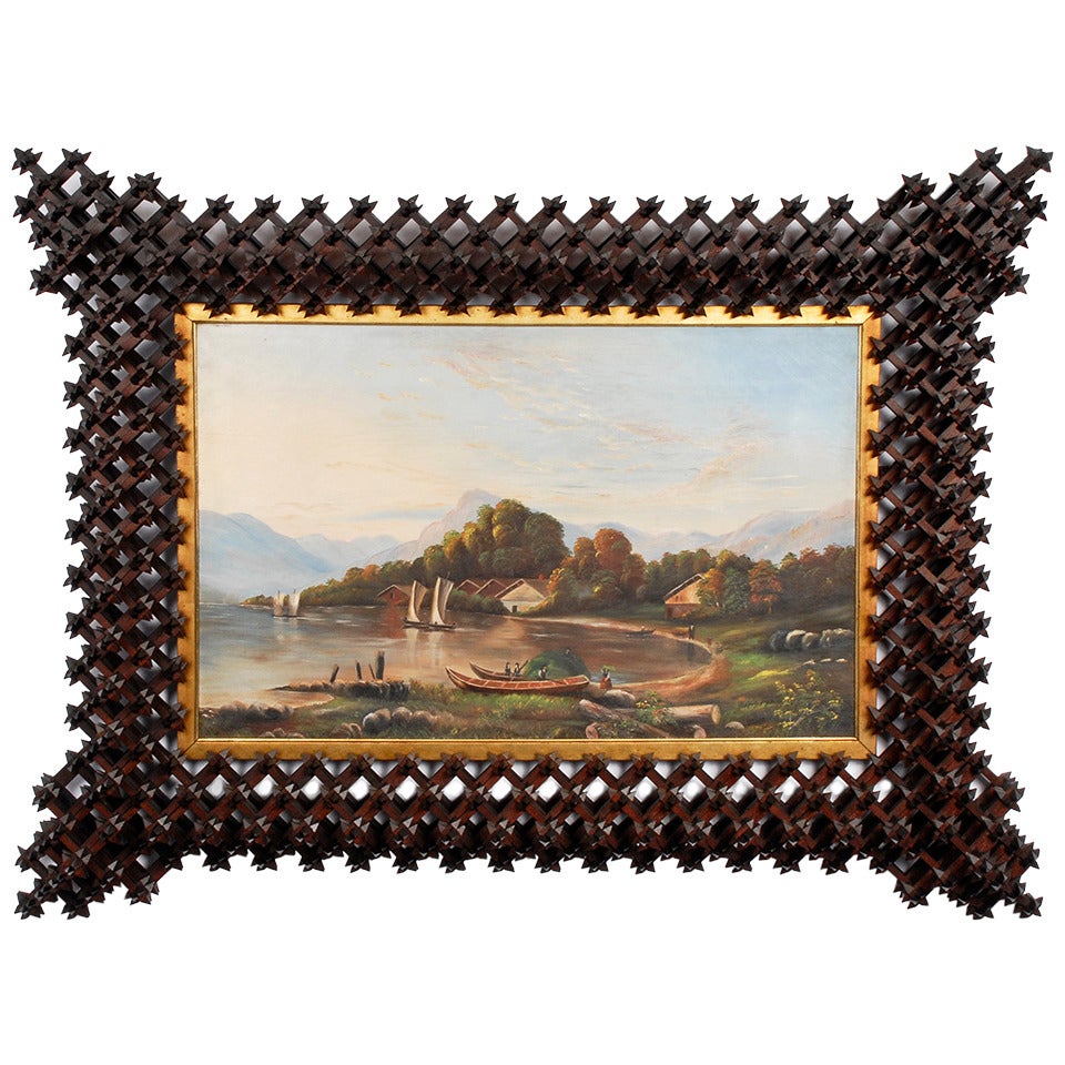 Monumental Crown of Thorns Frame with Oil Painting For Sale