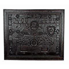 Fanciful Tramp Art Wall Plaque with Figural Carvings