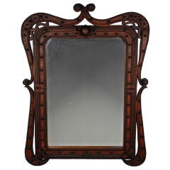 Fancy Large Swirl Sided Tramp Art Mirror with Stars & Spheres