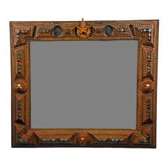 Tramp Art Mirror with Painted Decoration and Inset Mirrors