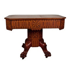 Extraordinary Folk Marquetry Table with Paw Feet
