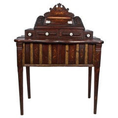 Antique Fine Tramp Art Vanity with Mirror and Drawers