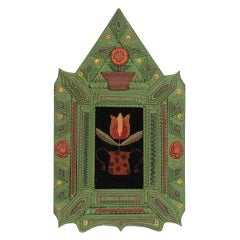 Sunflower Painted Tramp Art Frame Dated '1899'