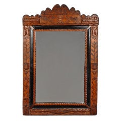 Tramp Art Mirror Frame with Fine Decorative Elements