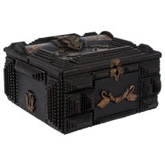 Tramp Art Box with Figural Patriotic Carvings
