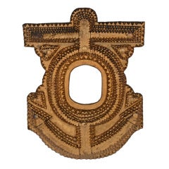Gilded Tramp Art Frame with Anchor Shape and Hearts
