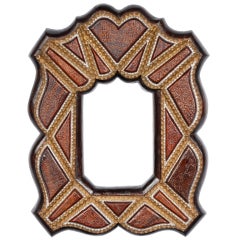 Tramp Art Shield Shaped Frame with Painted Highlights