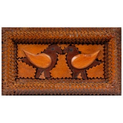 Tramp Art Box with Craved Birds
