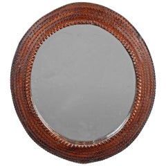 Circular Tramp Art Mirror Frame