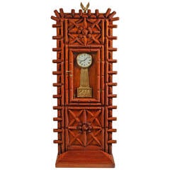 Antique Striking Tramp Art Grandfather Clock