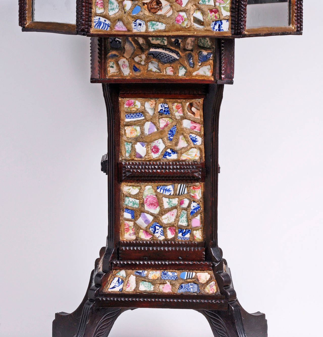 Mosaic Chard Tramp Art Stand with Secret Compartment For Sale 1