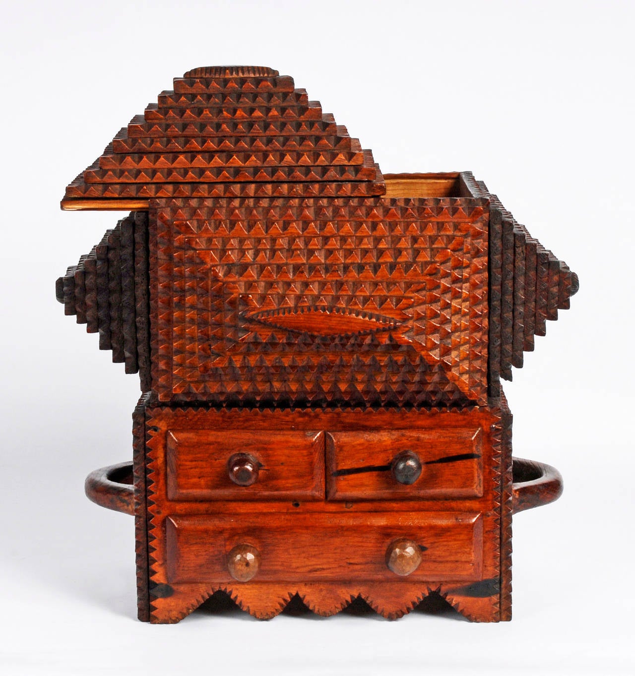 Mid-20th Century Historically Important Tramp Art Box by 'Gus' Wynn For Sale