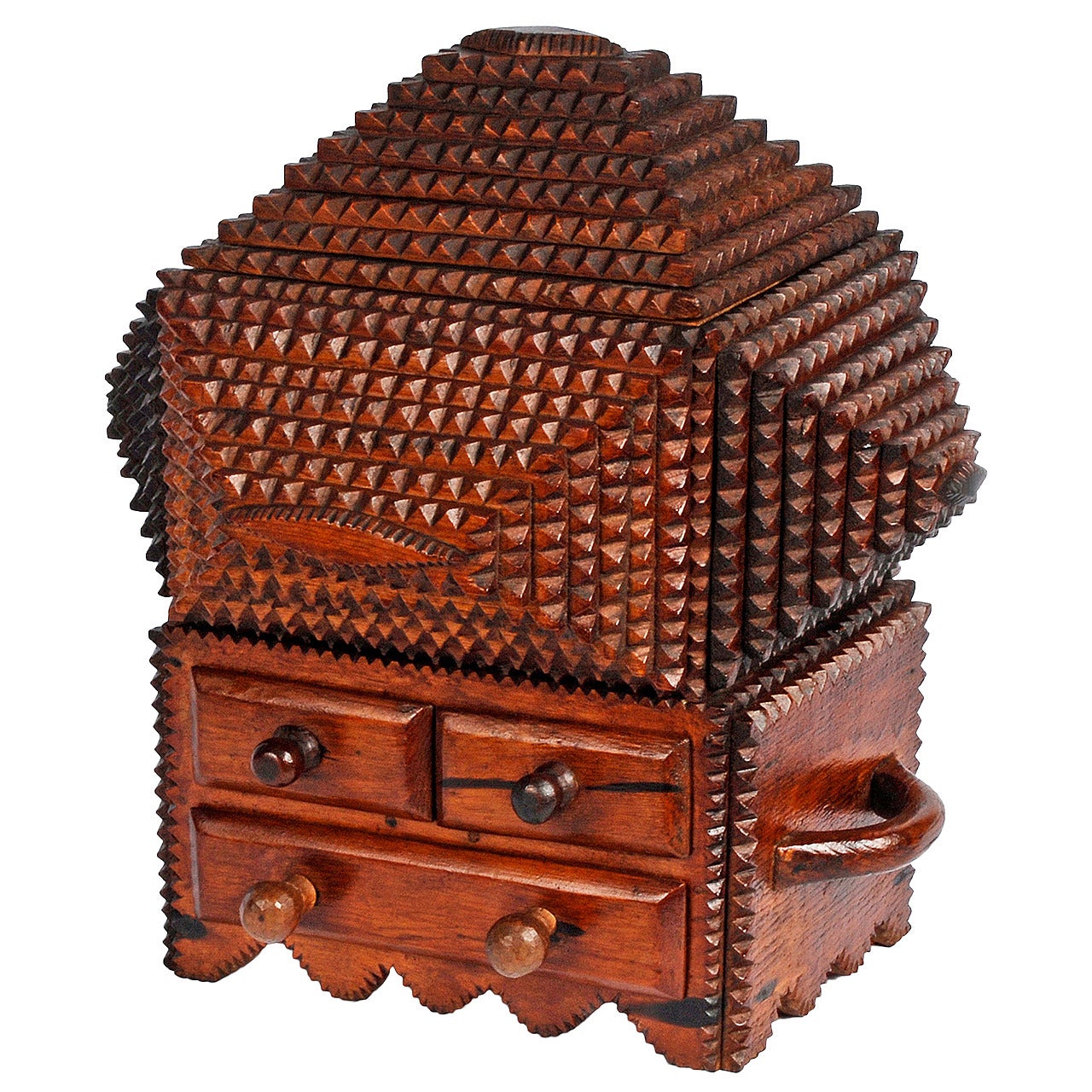 Historically Important Tramp Art Box by 'Gus' Wynn For Sale