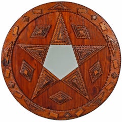 Round Tramp Art Frame with Star Mirror