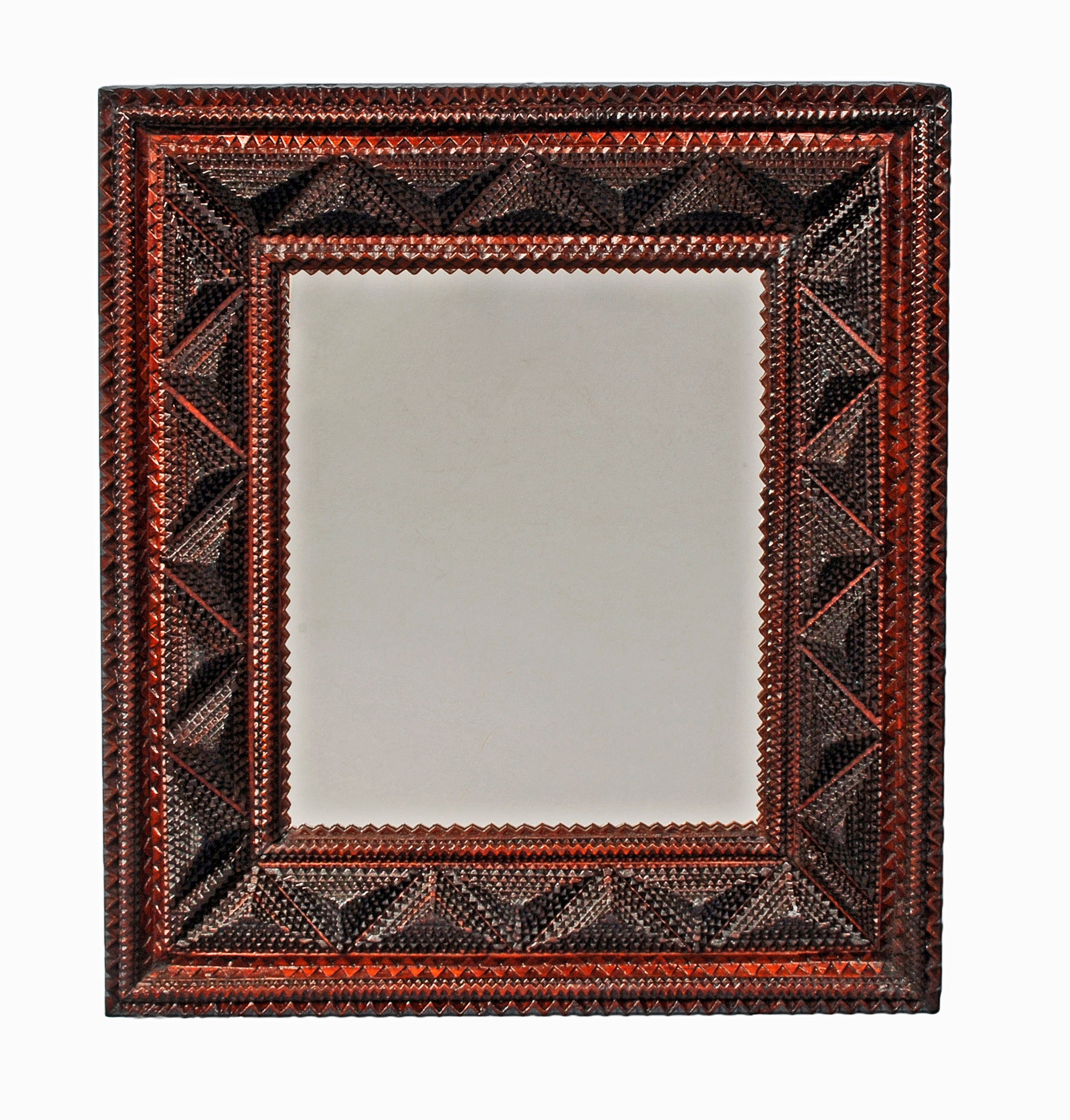 Handsome Deeply Layered Tramp Art Mirror For Sale