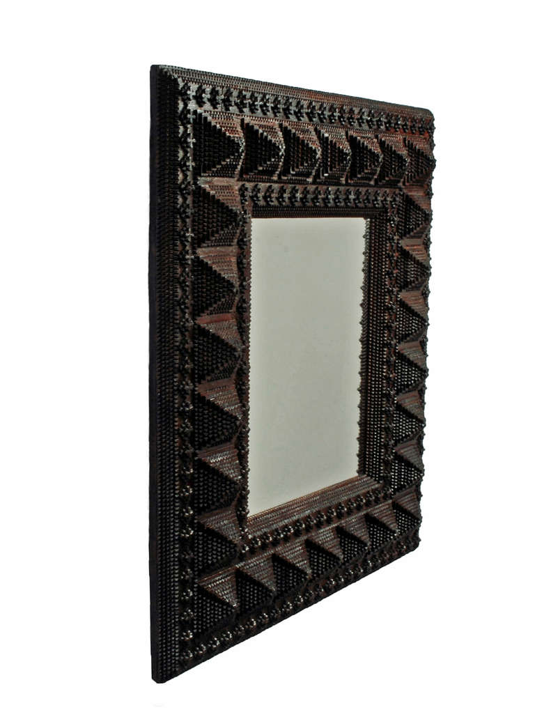 Large Impressive Tramp Art Mirror For Sale 1