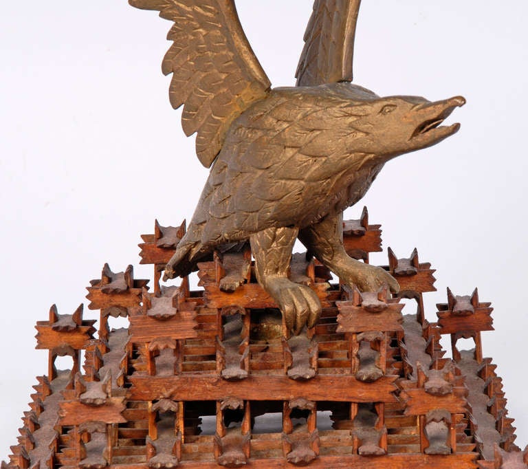American Carved Eagle on a Crown of Thorns Stand Signed 'P. Herzman 1893′
