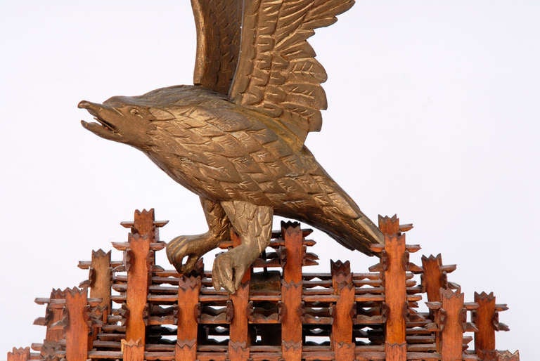 Carved Eagle on a Crown of Thorns Stand Signed 'P. Herzman 1893′ In Excellent Condition In Manalapan, NJ