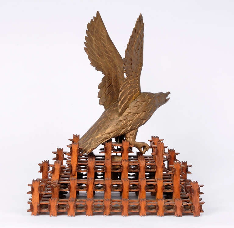 19th Century Carved Eagle on a Crown of Thorns Stand Signed 'P. Herzman 1893′