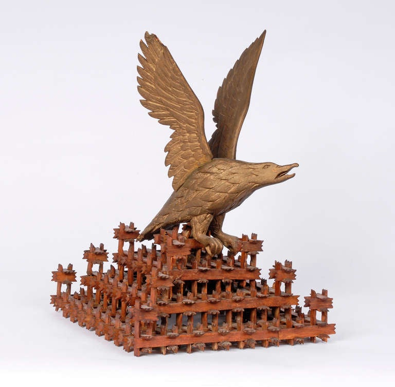 Carved Eagle on a Crown of Thorns Stand Signed 'P. Herzman 1893′ 1