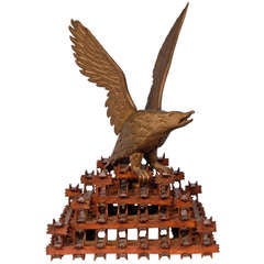 Carved Eagle on a Crown of Thorns Stand Signed 'P. Herzman 1893′