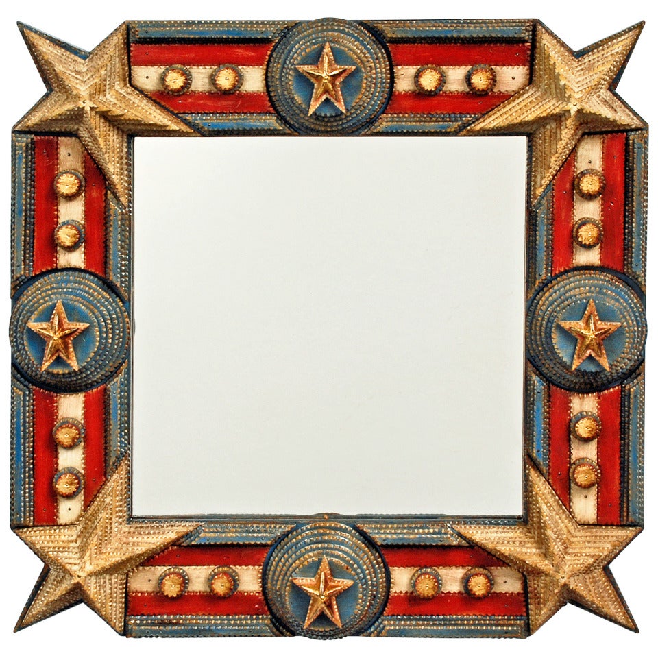 Stars and Stripes Tramp Art Mirror