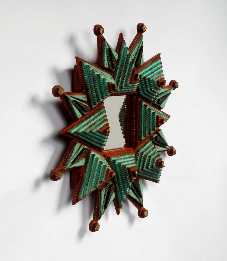 Starburst Tramp Art Frame by Angie Dow In Excellent Condition In Manalapan, NJ