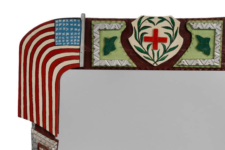 American Inspired Patriotic Themed Tramp Art Mirror