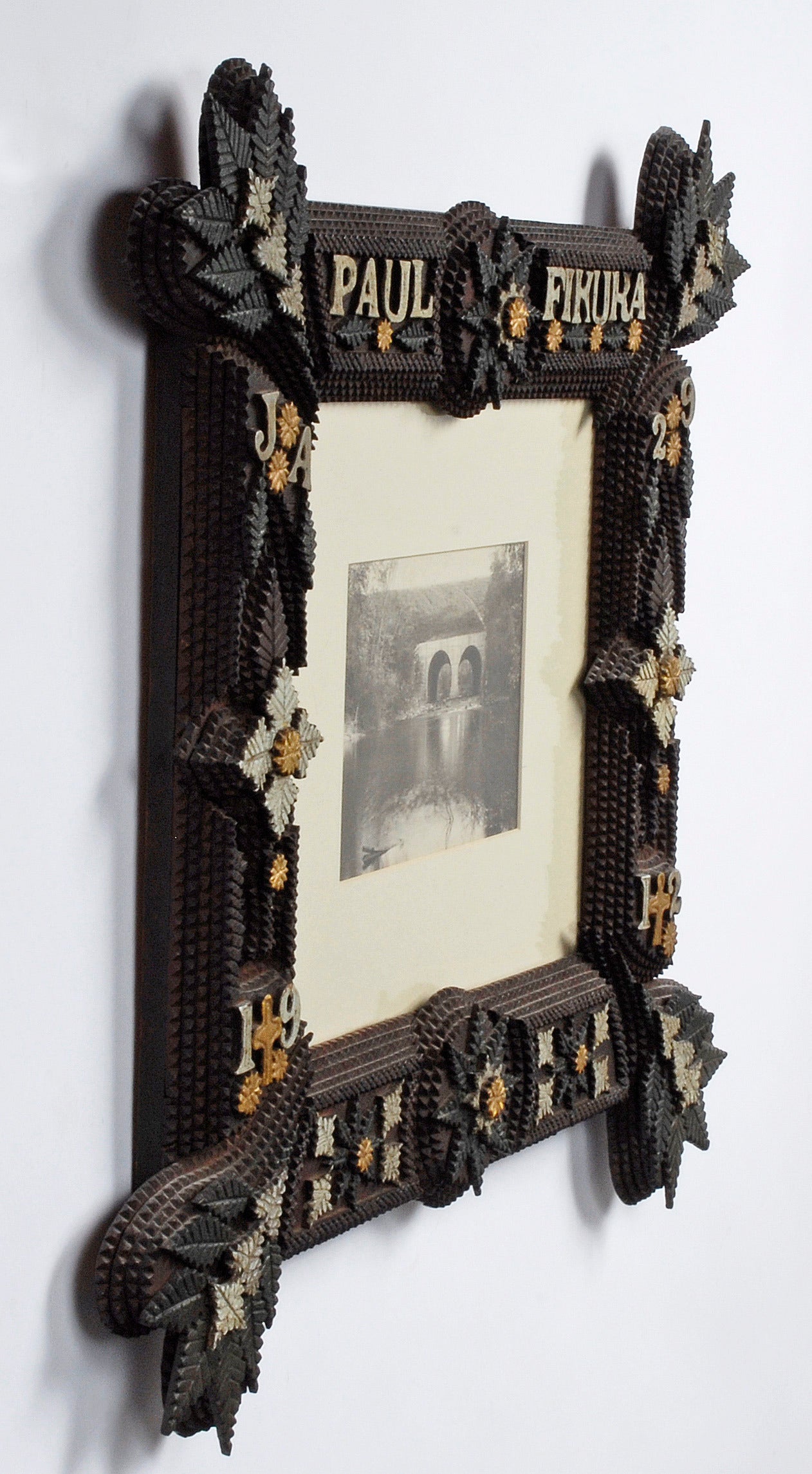 Painted Tramp Art Frame, circa 1912 2