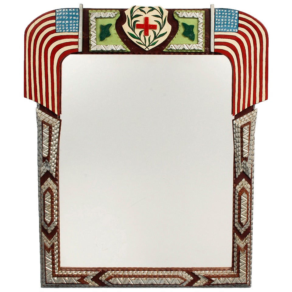 Inspired Patriotic Themed Tramp Art Mirror