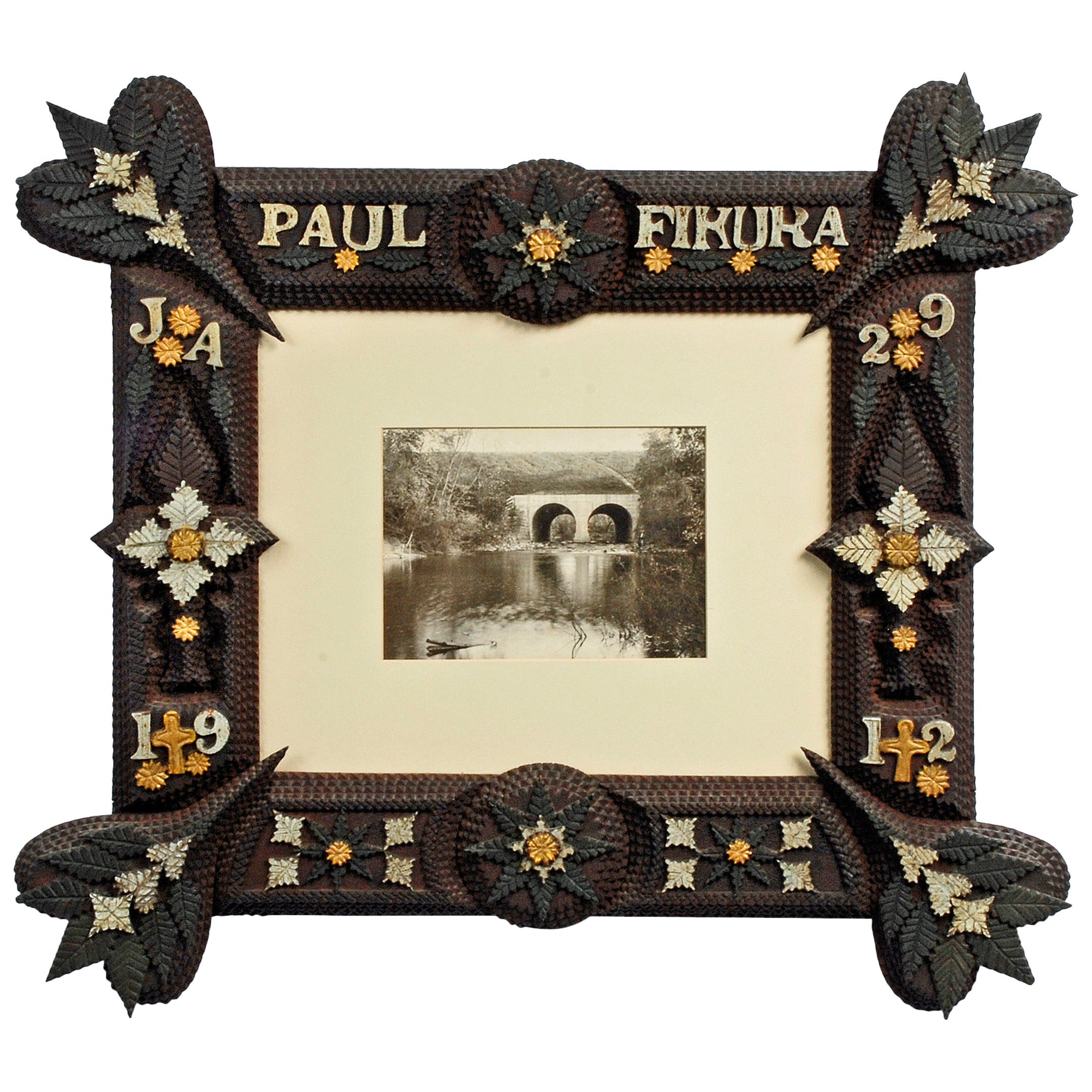 Painted Tramp Art Frame, circa 1912