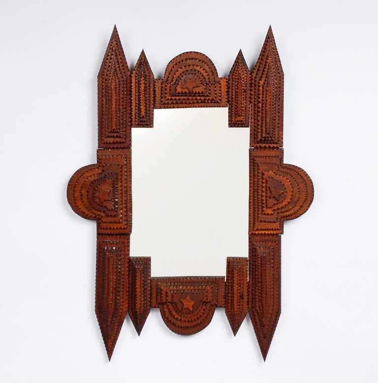 Tramp Art Mirror with Stars
