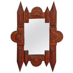 Tramp Art Mirror with Stars