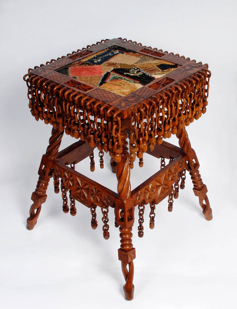 Mid-20th Century Masterwork Whimsy Table with Quilt Top For Sale