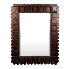 Impressive Large Tramp Art Frame with Scalloped Incised Borders