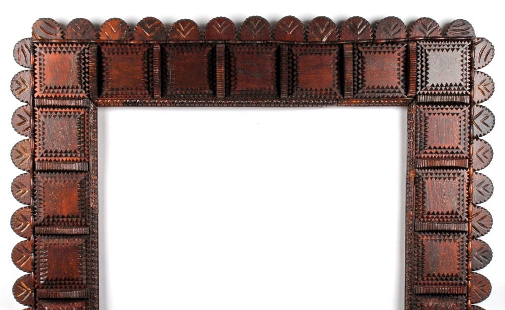 Impressive Large Tramp Art Frame with Scalloped Incised Borders