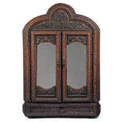 Superb Tramp Art Cabinet with Floral Decorations & Dated 1893