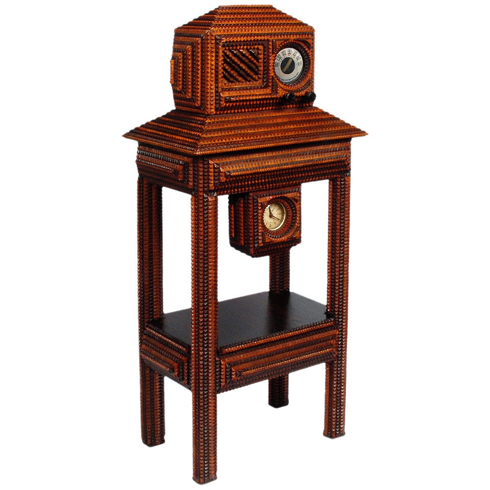 Two Piece Tramp Art Radio Stand