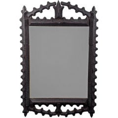 Fine Large Tramp Art Mirror Frame with Scalloped Borders