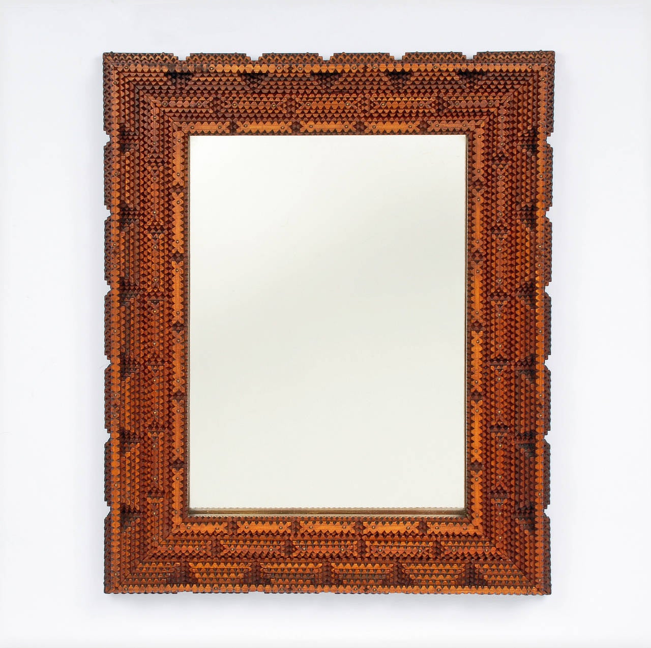Deeply Layered Tramp Art Mirror