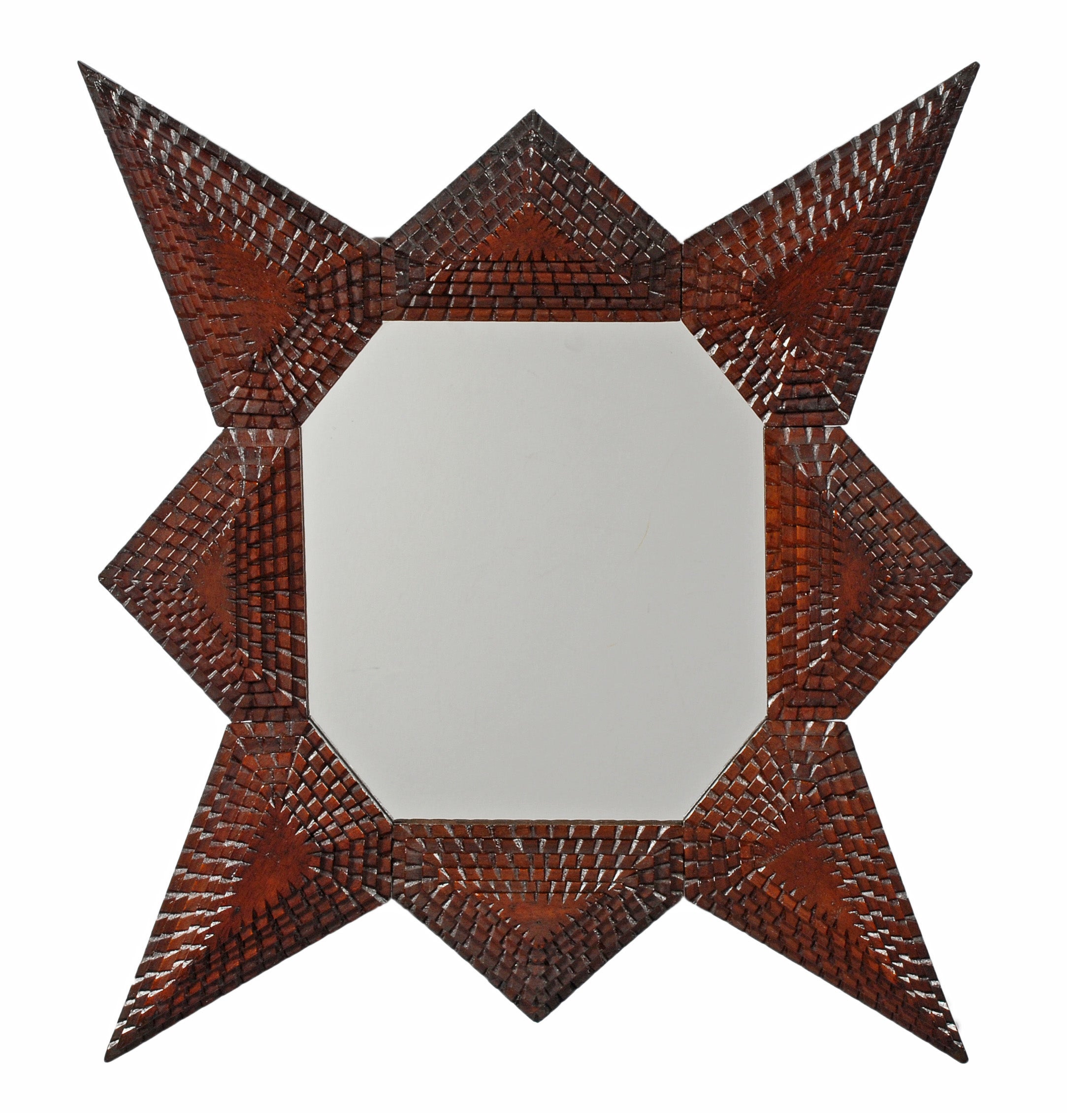 Tramp Art Star Shaped Mirror