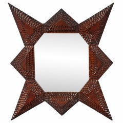 Antique Tramp Art Star Shaped Mirror