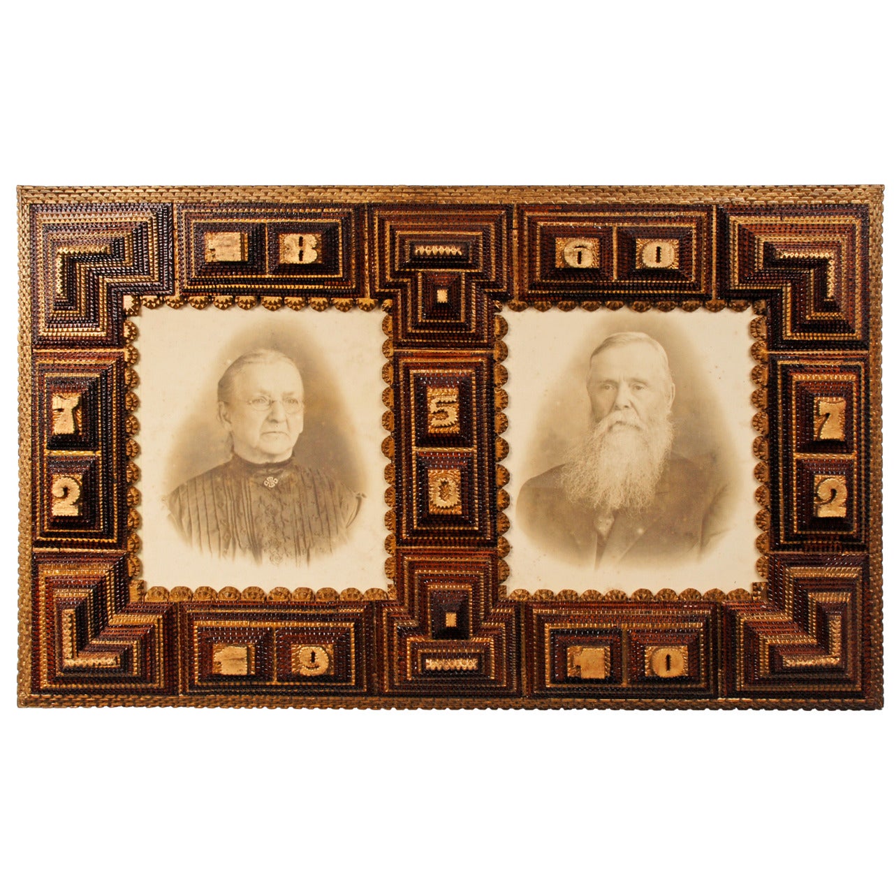 Tramp Art Anniversary Portrait Frame