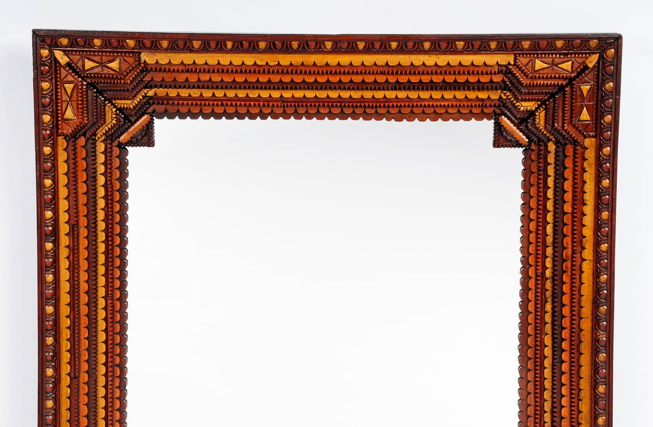 Fine Tramp Art Mirror, 1920s