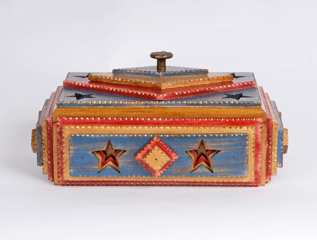 Folk Art Patriotic Box with Stars by Angie Dow