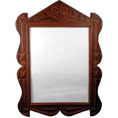 Bold Robust Tramp Art Frame with Swirl Sides & Pointed Top