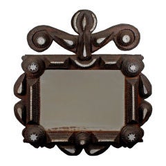 Fine Tramp Art Mirror Frame with Painted Highlights  & Published