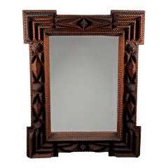 Bold Dynamic Tramp Art Mirror Frame w Deep Layering Dated 1913